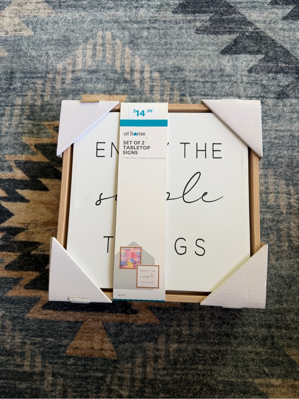 White and Natural Set of 2 Tabletop Signs
